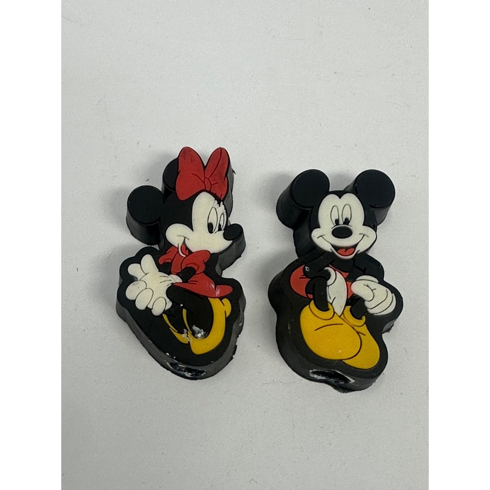 Vintage Disney Mickey & Minnie Mouse Pencil Toppers Set Of 2 V2
